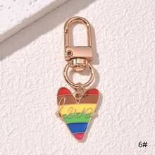 1pc Fashionable Ins Style Alloy Keychain With Rainbow, Hand Gestures, Love, Balloon & Cartoon Design. Suitable For Both Men And Women As A Gift Or For Personal Use - Multicolor - View 13