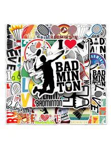 50pcs Feather Badminton Graffiti Stickers, Diy For Bubble Tea Cup, Water Bottle, Luggage, Waterproof, 50pcs Non-Repetitive - Badminton Stickers - View 4
