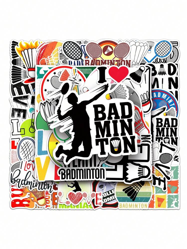 50入組羽毛羽毛球塗鴉貼紙,diy波霸奶茶杯,水瓶,行李,防水,50張不重複 - 羽毛球貼紙 - 查看 4