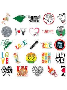 50pcs Feather Badminton Graffiti Stickers, Diy For Bubble Tea Cup, Water Bottle, Luggage, Waterproof, 50pcs Non-Repetitive - Badminton Stickers - View 1