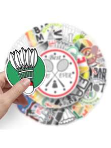 50pcs Feather Badminton Graffiti Stickers, Diy For Bubble Tea Cup, Water Bottle, Luggage, Waterproof, 50pcs Non-Repetitive - Badminton Stickers - View 3