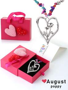 1件復古綠松石鋅合金銀色心形吊墜項鏈,代表12月份的含義,適合情人節,假期和日常穿戴,禮盒包裝 - 復古大愛心形狀12個月意義 - 查看 17