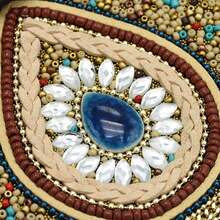 重工业波西米亚风米珍珠贝壳花精致PU旅行摄影单肩斜挎包磁扣女包 - 黃色 - 查看 10