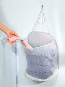 1入組壁掛式可摺疊洗衣籃,適用於浴室,洗澡間和整潔衣物存儲 - 灰色 - 查看 3