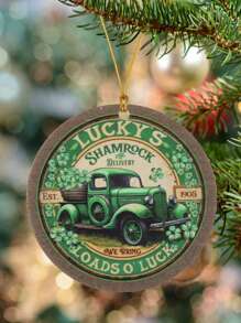 1 件復古聖派翠克節幸運綠色三葉草亞克力圓形吊墜適用於牆壁、窗戶、紀念、禮品、裝飾 - 彩色 - 查看 1