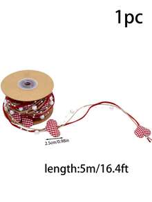 1入組情人節愛心珠編織帶,適用於禮物、花束包裝及婚禮diy裝飾 - 紅色 - 查看 6