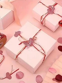 1入組情人節愛心珠編織帶,適用於禮物、花束包裝及婚禮diy裝飾 - 紅色 - 查看 2