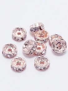 50 件/包 Diy 珠寶製作配件輪形間隔珠帶水鑽,圓形水晶戒指,金/銀/玫瑰金/槍黑色,6 毫米/8 毫米/10 毫米 - 玫瑰金 - 查看 10