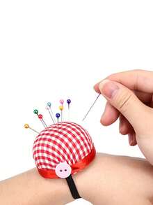 1入組針頭收納盒,附有針墊和手腕帶,適用於十字繡和刺繡 - 彩色 - 查看 1