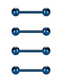 CIZME 4Pcs/Set Nipple Rings Tongue Rings Stainless Steel 14G Straight Barbells Piercing Jewelry 12mm,14mm,16mm,18mm