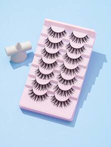 7pairs/Set Natural Length & Cross Design False Eyelashes For Daily/Party Wear, 0.5-1.5cm - Natural Lashes - View 3