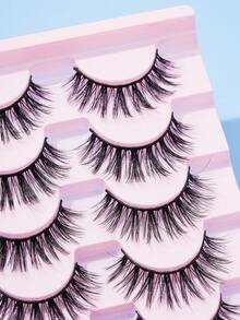 7pairs/Set Natural Length & Cross Design False Eyelashes For Daily/Party Wear, 0.5-1.5cm - Natural Lashes - View 5