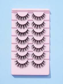 7pairs/Set Natural Length & Cross Design False Eyelashes For Daily/Party Wear, 0.5-1.5cm - Natural Lashes - View 2