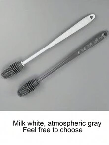 1只長柄矽膠杯刷,家庭清潔理想選擇,適用於清洗瓶子、杯子、攪拌器等多種器具 - 灰色 - 查看 5