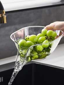 1pc Multifunctional Home Use Rice & Vegetable Washing & Draining Basket, Fruit & Vegetable Storage & Organizing Tool - White - View 8