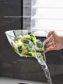 1pc Multifunctional Home Use Rice & Vegetable Washing & Draining Basket, Fruit & Vegetable Storage & Organizing Tool - White - View 10