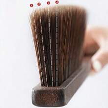 1支長柄軟毛塵刷及床鋪掃地刷,適用於地毯、床上用品、家具,家用小掃帚 - 深棕色 彎把 - 查看 3