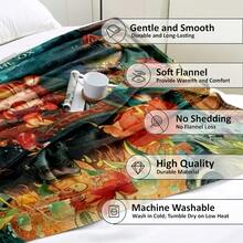 中式牛印花毯舒適又可愛,絨毛矩形柔軟沙發捲毯,適合送給情人節和新年禮物 - 彩色 - 查看 3