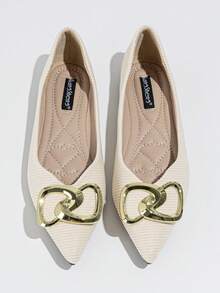 2023 Spring New Soft Pointed Toe Flat Shoes Women's Popular Penny Loafers Gentle Flats - Apricot - View 5