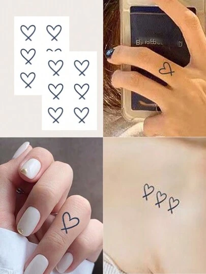2 قطعة ملصق وشم عصير أزرق قلب إصبع نمط صغير مقاوم للماء للنساء وشم طويل الأمد شبه دائم على الإنترنت عاشق المشاهير على شكل قلب وشم عشبي تاتو تاتو ابيض ملصق ووشمشم وشم ملصق وشم وشم