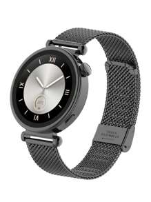 Stainless Steel Mesh Strap With Clasp Compatible With Huawei Watch Gt4 (41mm)/18mm Universal Flat-Head For Some Samsung Models - Black - View 1