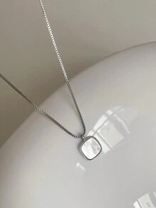 1 件简约甜美女士项链，独特设计，锁骨链配饰，不锈钢材质，不易褪色 - 銀色 - 查看 7
