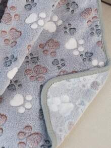 1入組冬季暖和珊瑚絨貓狗爪印毛毯,適用於小-中型貓狗,室內和戶外使用 - 灰色 - 查看 3