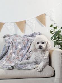 1入組冬季暖和珊瑚絨貓狗爪印毛毯,適用於小-中型貓狗,室內和戶外使用 - 灰色 - 查看 2