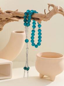 1條玻璃珠女式手鍊 - 薄荷藍 - 查看 3