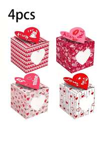 4 件裝 - 情人節擁抱愛鮮花糖果餅乾盒開窗禮盒適合浪漫珠光晚餐禮物送給妻子和女朋友 - 彩色 - 查看 5