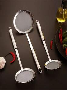 1 pieza Colador de malla fina de acero inoxidable con mango, ideal para filtrar partículas grandes, utensilios de cocina, útiles escolares, de vuelta a la escuela - colador de malla fina - Ver 10