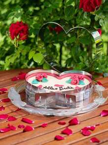 1pc Expandable Heart Shaped Cake Mold, Stainless Steel Baking Cookie Cutter, Love Shape Baking Tool - Stainless Steel Color - View 3