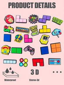 23pcs Video Game Console Theme Patterned Lovely Shoe Flower With Strap, Shoe Patch, Suitable For Diy Decoration Of Slippers And Canvas Shoes - Multicolor - View 4