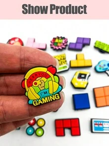 23pcs Video Game Console Theme Patterned Lovely Shoe Flower With Strap, Shoe Patch, Suitable For Diy Decoration Of Slippers And Canvas Shoes - Multicolor - View 3