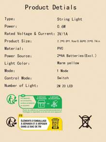 1pc Easter Themed Chicken And Egg Shaped Led String Lights, Battery Operated, 2m/20 Lights - Yellow - View 9