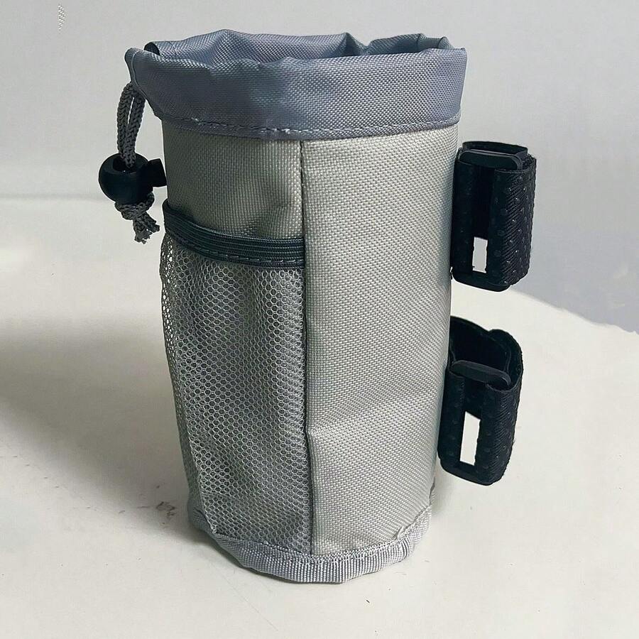 Bicycle Cup Holder Water Bottle Bag Oxford Cloth Insulated Bag With Mesh Pocket For Stroller And Wheelchair Storage - Grey - View 1