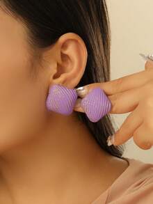 1只女士多色方形鐵線耳環 - 彩色 - 查看 12