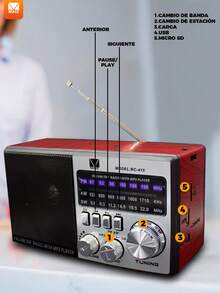 FM/AM RADIO HORN - Red - View 3