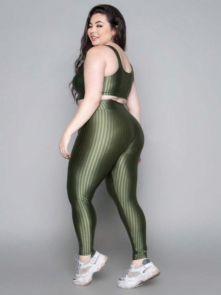 Plus Size Sports Sets - xanh quân đội - Xem 3