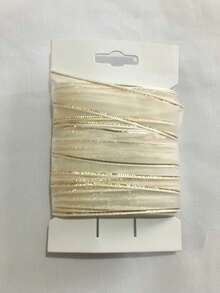 10 M Ribbon, Gold Contour Organza Ribbon, Ideal For Gift Packaging, Crafts And Event Decoration - Pearly White - View 3