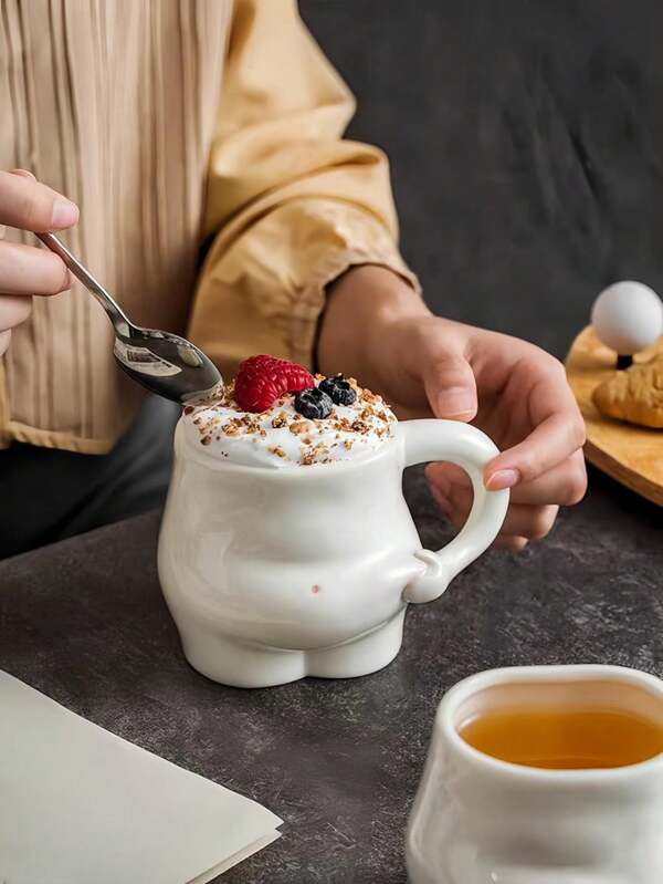 1pc New Pinch Belly Ceramic Coffee Cup, Handpainted Creative Ceramic Pinch Belly Water Cup, Luxurious Milk Breakfast Cup, Japanese Restaurant Tea/Mocha Cup, Couple Water Cup, Gifts For Friends, Suitable For Home, Office, Restaurant, Cafe Back To School