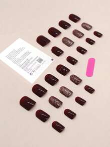 Press On Nails 24 Pieces Of Short Square Cartoon Cute Butterfly Style Fingernails - Multicolor - View 2