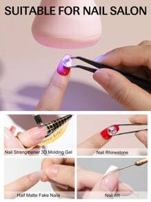 1pc YOKEFELLOW UV LED Rechargeable Wireless Nail Lamp With Touch Switch Function For Dryer Gel Polish Nail Salon Tools - Pink - View 2