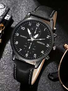 Boy's Quartz Watch, Bracelet Watch, Men's Business Fashion Casual Round Pointer Vintage Watch, Accessory Gift Set - Black - View 5
