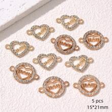 5入流行個性優雅合金中空心心形 圓形媽媽雙掛接頭diy珠寶手鍊項鍊配件,適合女士佩戴或送給媽媽作為禮物 - 彩色 - 查看 1