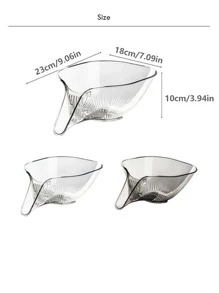 1pc Multifunctional Home Use Rice & Vegetable Washing & Draining Basket, Fruit & Vegetable Storage & Organizing Tool - White - View 2