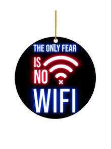 1pc 8cm*8cm "Wifi" Single Side Acrylic Pendant With Golden Rope, Perfect For Decoration Of Esports Club, Computer Room And Gift For Family And Friends. Suitable For Commemorative, Daily Decoration, Door Handle, Backpack Decoration And Bedroom Decoration. - Multicolor - View 2