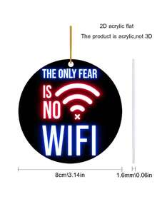 1pc 8cm*8cm "Wifi" Single Side Acrylic Pendant With Golden Rope, Perfect For Decoration Of Esports Club, Computer Room And Gift For Family And Friends. Suitable For Commemorative, Daily Decoration, Door Handle, Backpack Decoration And Bedroom Decoration. - Multicolor - View 3
