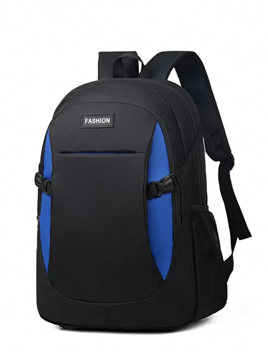 新学期双肩包-男士休闲商务旅行背包-初中生大容量包-女士笔记本电脑包-男士背包 - 藍色 - 查看 1