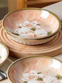 3 piezas de platos de cena de cerámica de 7 pulgadas con diseño de flor de camelia japonesa, regalo de Navidad
